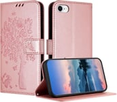 Coque Pour Iphone Se 2022/2020 / Iphone 8 / Iphone 7 (4,7 Pouce), Coque Portefeuille Housse Cuir Avec Porte Cartes Et Bequille Fermeture Magnetique Etui Pour Iphone Se 2022 - Or Rose