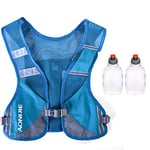 Gilet de Course Réfléchissant Sac d'Hydratation Trail Veste Running Sac à Dos Léger pour Marathon Randonnée Vélo Randonnée Sac à Dos d'hydratation (Bleu - avec 2 flacons de 250 ML)