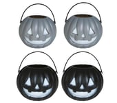 FIESTAS GUIRCA | 4 Citrouilles Assorties Noires et Grises (5x6 cm) - Décoration d'Halloween pour Fêtes et Célébrations - Accessoire Idéal pour Halloween - Noir et Gris