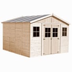 Abri de jardin en bois AVEC PLANCHER IMPRÉGNÉ - H246 x 418 x 420 cm/ 16 m² - M330+M330G