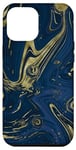 Coque pour iPhone 15 Plus Mèches abstraites modernes bleu marine et jaune doré