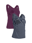 Bshirt Organic Cotton Blend Plain/Stripe Lift The Flap Breastfeeding Maternity Vest Top, Pack of 2