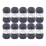 Gründl Laine à feutrer uni (Laine à feutrer, à Tricoter et à Crocheter, Fil 100% Pure Laine Vierge, 50 g / 50 m, Taille d'aiguille : 8-9, 10 x 50 g), Anthracite