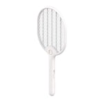 WDM Electric Mosquito Swatter, Fly Swatter, USB Charging 3000 Volts Bright LED Light-Unique Three-Layer Safety Net Can Protect Your Hands, White, with Base