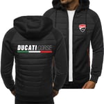 Men's Jacket Zip Hoodie Sweatshirt - 3D Ducati Casual Unisex Hooded Tops Long Sleeve Cardigan Spring and Autumn Sweater Jacket - Teen,Black,L