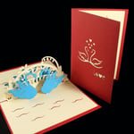 Pop Up 3d Card - 2 Love Swans Under Their Bridge (animals, Blank)