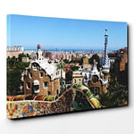 Big Box Art PARC Guell Gaudi Barcelona Spain Canvas Wall Art Print Ready to Hang Picture, 30 x 20 Inch (76 x 50 cm), Multi-Coloured