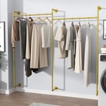 Gold Industrial Pipe Clothing Rack Iron Garment Bar Closet Storage Display Stand