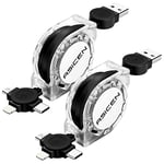 ASICEN Multi Charger Cable, [1M] 3 in 1 Charging Cable, Retractable Phone Charger 3A, USB C Cable with IP/Type C/Micro USB for iPhone16/15/14/13/12/Samsung Galaxy/Pixel/Sony/LG/Tablets-2Pack