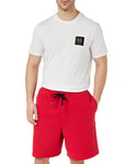 Armani Exchange Men's Sustainable, Front Logo line, Back Square Detail Shorts, Lipstick Red, M