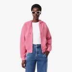 Lacoste Sweatshirt à capuche zippé en Piqué Taille 38 Rose Reseda