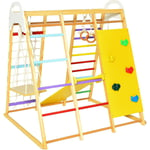 Costway - Aire de Jeux Portique Bois Enfants 8 en 1 avec Toboggan Jeu d'Escalade Balançoire Barre de Singe Anneaux de Gymnastique Charge 240KG 1 an+,