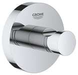 GROHE Essentials Robe Hook – Bathroom Wall Mounted Shower Towel Hanger (Metal, Concealed Fastening, Including Screws and Dowels, Durable Sparkling Sheen), Chrome, 40364001