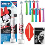 Oral-B Junior Minnie Mouse tandborste + Soft Borst för barn EB-10A Färgersättningshuvud x8 + gratis presenter.