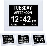 Large Digital Calendar Clock for Seniors, Dementia & Alzheimer's - 8 Alarms