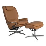 Stressless Rome cross fåtölj med pall läder caramel