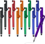 12Pcs Stylet Tablette, Tactile Ecran Stylus Pen Portables Couleur Grand Volume Support De Téléphone Portable Stylo À Bille, Compatible Avec Les Ordinateurs Mobiles Bureau Scolaire (Carré)[Q373]