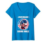 Womens Average Sigma Male Meme Shirt Funny Cool Sigma Wolf Meme V-Neck T-Shirt