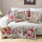 Vintage Flower Cotton Linen Cushion Cover Throw Pillow Case Sofa C