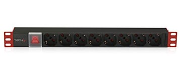 Techly Multiprise 8 postes de Rack 19" Connecteur C14 avec Interrupteur 1 HE 1HE I-Case STRIP-81V