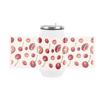 Cherry Fruits Drinking Flask with Straw - Stainless Steel Travel Mug Gift