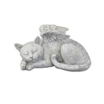 laoonl Angel Cat Dog Sculpture, Angel Pet Statue with Angel Wings, Super Cute Sleeping Dog/Cat in Angel's Wing Resin Dog Angel Pet Memorial Grave Marker Tribute Statue Garden Home Ornament,17 * 25cm