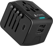 AUNNO Universal Travel Adapter, International Travel Plug Adapter with 1 USB C 2