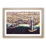 Big Box Art The Burj Al Arab in Dubai Vol.3 Painting Framed Wall Art Picture Print Ready to Hang, Oak A2 (62 x 45 cm)