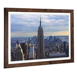 Big Box Art Framed Print of Empire State Building New York City Skyline (4) Design | Wall Art Picture| Home Decor for Kitchen, Living Room, Bedroom, Hallway, Walnut, A2 / 24.5x18 Inch / 62x45cm