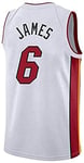 NBA Men's Basketball Jerseys - NBA Miami Heat # 6 LeBron James Basketball Fan Uniform Cool Breathable Fabric Vest T-shirt,White,XX-Large