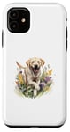 Coque pour iPhone 11 Labrador Retriever Floral Wildflower Dog