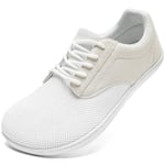 JUEQIBAA Homme Chaussures Pieds Nus Orteil Large Baskets Minimaliste Chaussures Décontractées Respirant Poids Léger pour Marcher Courir L'haltérophilie Blanc 46