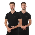 Armani Mens 2 Pack of T-Shirts in Black Cotton - Size Medium