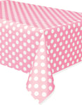 Ljusrosa Plastduk med Vita Polka Dots 274x137 cm