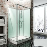 Cabine de douche intégrale avec porte coulissante, verre 5 mm, cabine de douche complète Ibiza Schulte 80 x 120 cm, paroi latérale à gauche,