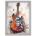 Electric Mandolin Guitar Instrument Modern Watercolour Illustration Artwork Framed Wall Art Print A4