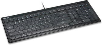 Advance Fit - Clavier fin et silencieux avec c?ble de taille normale, touches multim?dias pour le contr?le du volume et le fonctionnement Plug & Play, compatible avec Windows et Mac, noir