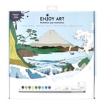 ENJOY ART Peinture par numéro acrylique sur carton toilé 30x30 cm, pour enfant et adulte, collection Soleil Levant - Mont Fuji