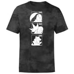 Pokemon Generation 2 Monochrome Starters Men's T-Shirt - Black Tie Dye - XL