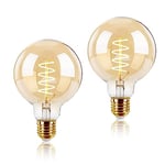 EXTRASTAR Lot de 2 Ampoule 6W LED Edison Style Rétro Vintage (G95SP) 2200K，