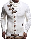 LEIF NELSON Gilet Tricot col Large - Homme LN4195, Weiss/Beige, M