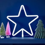 Ginger Ray- Décoration de Table en Forme d'étoile néon pour cheminée, Christmas Large White Light Up