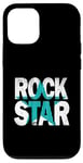 Coque pour iPhone 12/12 Pro Graphique Turquoise Rock Star Distress de couleur turquoise