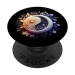 Yin Yang Celestial Sun and Moon Black Vintage Stars Galaxy PopSockets Swappable PopGrip