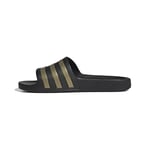 adidas Mixte Adilette Aqua Slides, Core Black / Gold Metallic / Core Black, 47 1/3