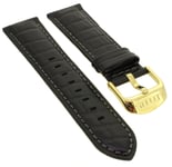 Bracelet De Montre Multifonction Lotus 22Mm En Cuir Noir Couture Grise ► 15761