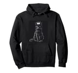 Funny Feline with Crown for a Royal Style Pullover Hoodie