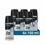 Lynx Ice Chill Anti-Perspirant Aerosol Men's Deodorant Spray with ProScent technology and an iced mint & lemon scent for 72 hours protection against odour and wetness 6x 150 ml