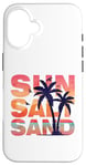 Coque pour iPhone 16 Soleil Sel Sable Amusant Plage Amoureux Vacances d'été Palmier T-