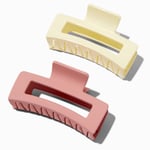 Claire's Blush Pink & White Rectangle Hair Claws - 2 Pack